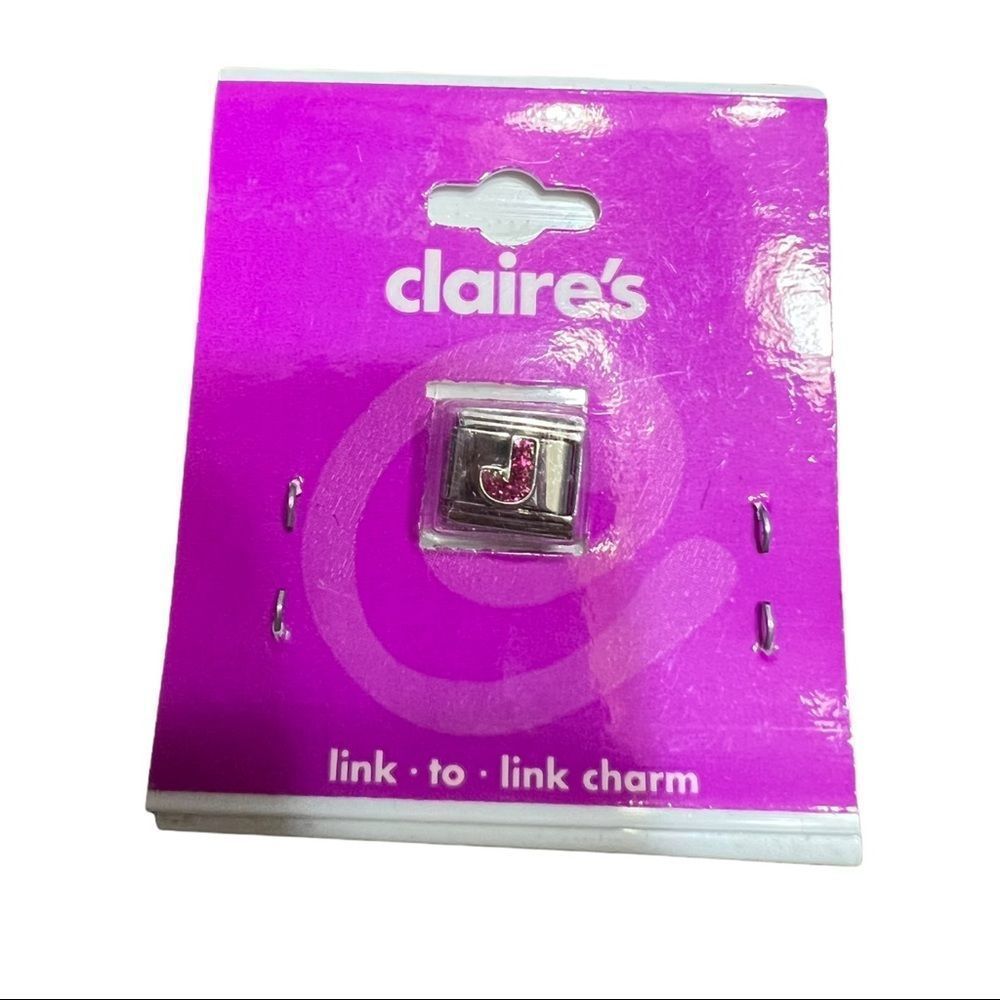 🍁3 for 25 🍁 Claire's Letter J Link to Link Bracelet Add On Charm Silver Tone